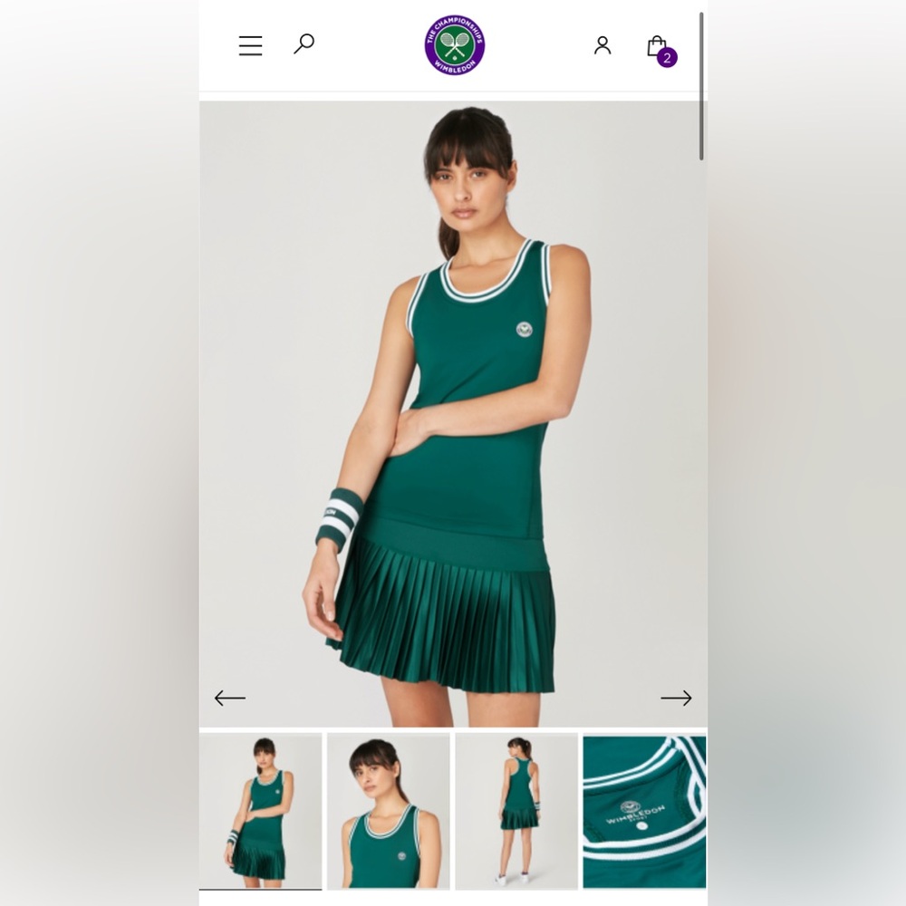 Wimbledon Women's Core Performance Tennis skirt and tank pleated - Green